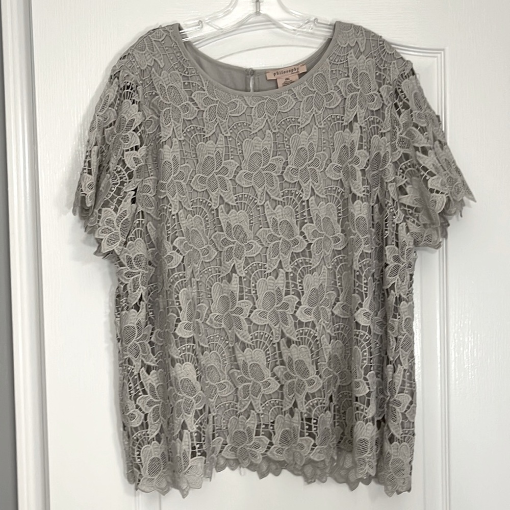 Philosophy Gray Lace Blouse Size XXL